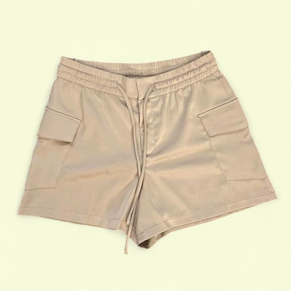 Zara Women's Beige Satin Cargo Shorts